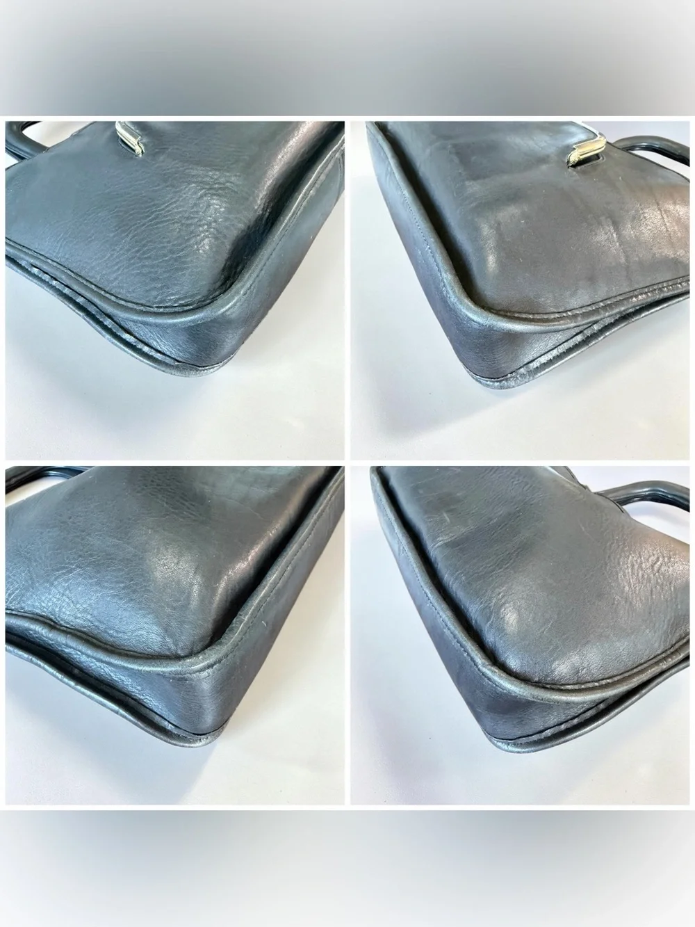 Vintage Coach Watermelon Kisslock Bag Black Leather Pre-Creed 70s Bonnie Cashin